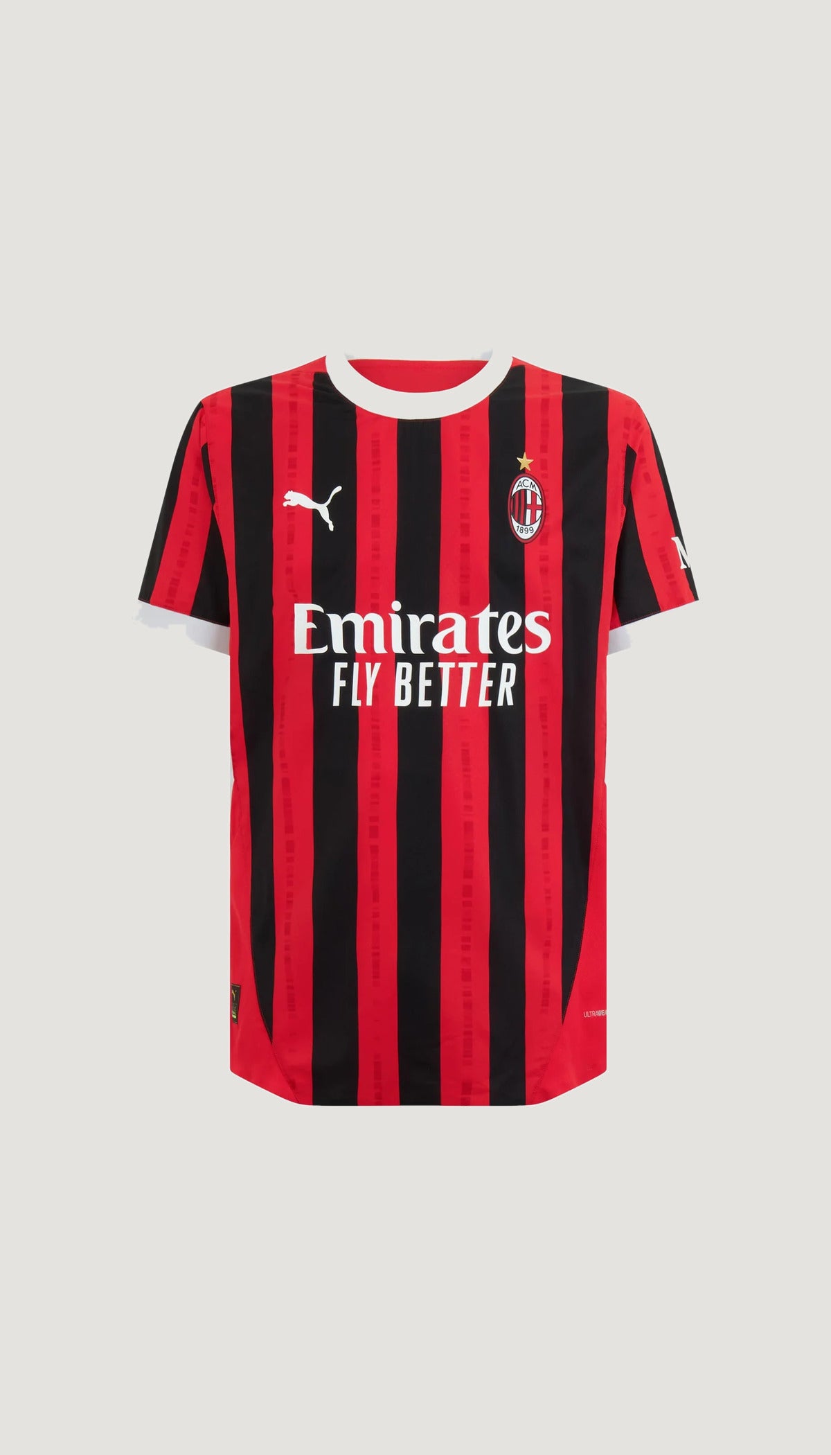 Jersey local AC Milan 2024/25 versión jugador, vista frontal