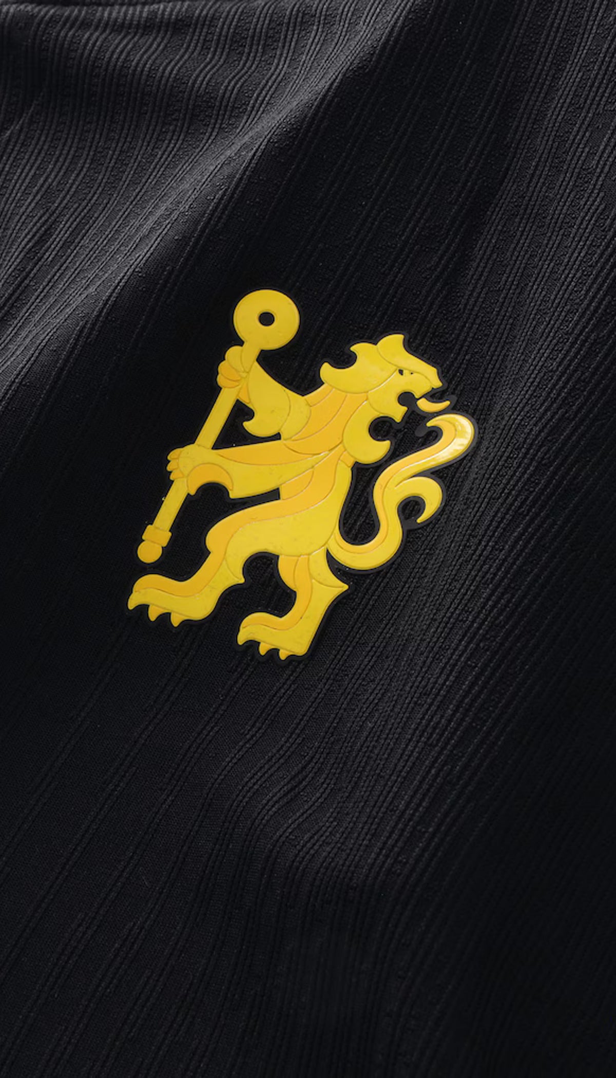 Chelsea visita 2026/27 versión jugador no oficial — detalle del león rampante